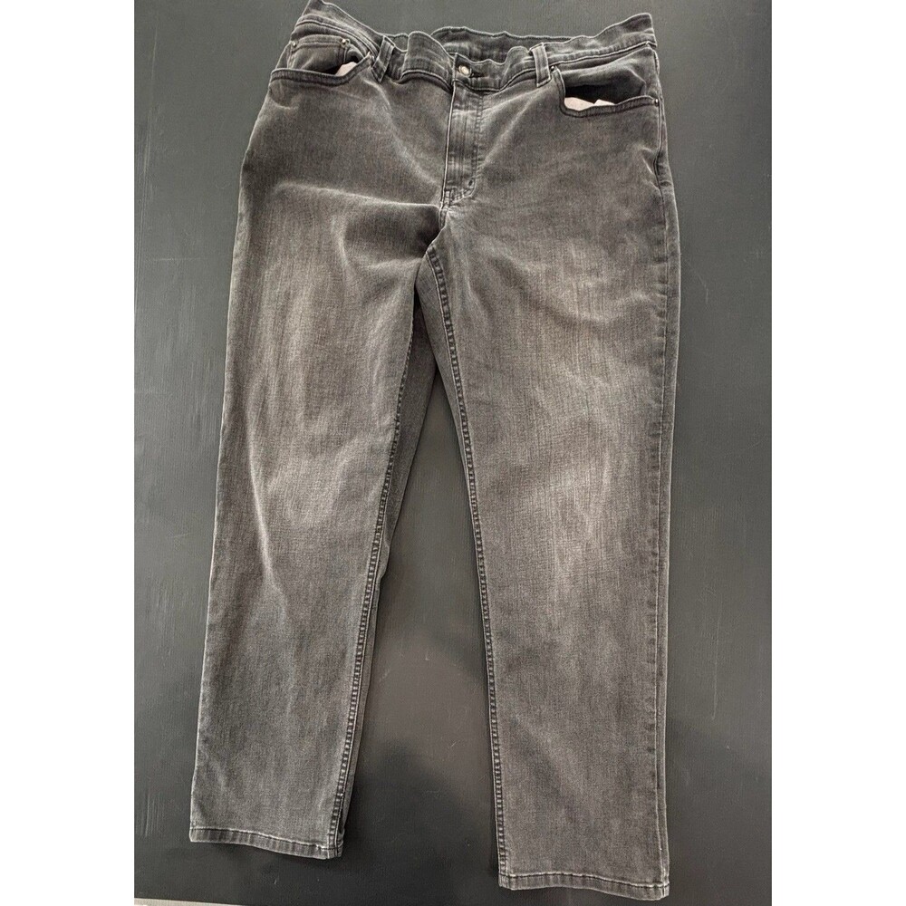 L.L. Bean BeanFlex Jeans Mens 38X32 Gray Wash Straight Leg Stretch Denim Coolmax